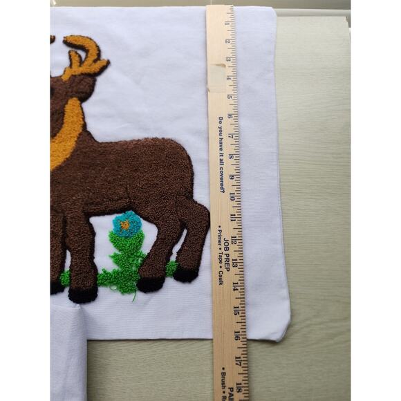 PILLOW COVERS-Crewel Stitch-Handmade-Reindeer-White Background16"x26"-Set of 2 - Picture 11 of 13
